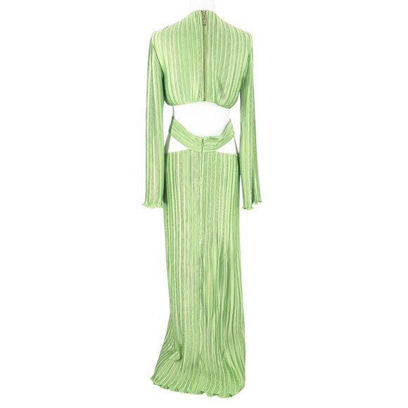 Aiifos Philipa Pleated Long Sleeve Cut Out Gown in Jade Green - Picture 4 of 13